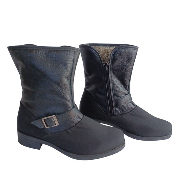 Vibram Toe Warmer Black Arctic Grip Winter Ankle Boots Calf Shoes Women Size 8M - Picture 3 of 14